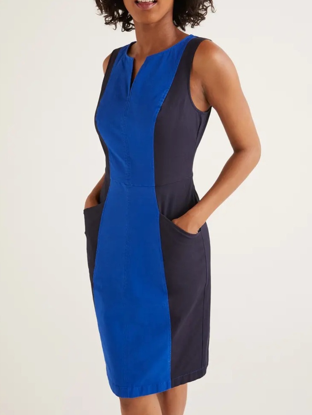 BODEN HELENA Sleeveless Colorblock Sheath Dress in Royal Blue and Black NWT